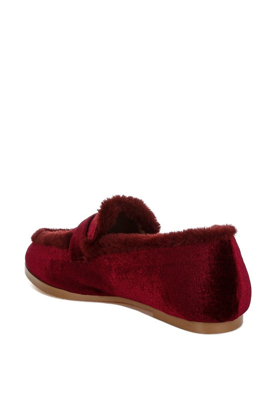 Bastian Fur Detail Velvet Loafers - FamilyClothes