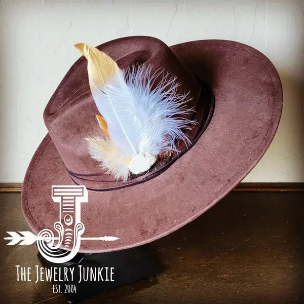Dark Metallic Feather&Turq Slab Hatband Choice Hat - FamilyClothes