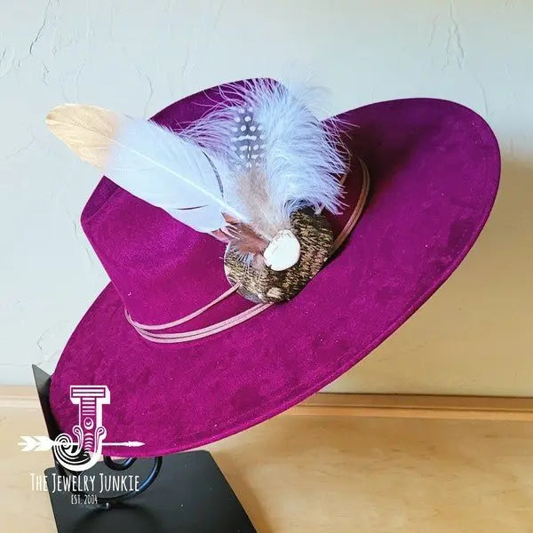 Dark Metallic Feather&Turq Slab Hatband Choice Hat - FamilyClothes