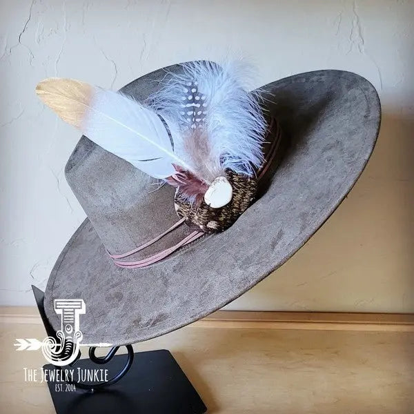 Dark Metallic Feather&Turq Slab Hatband Choice Hat - FamilyClothes
