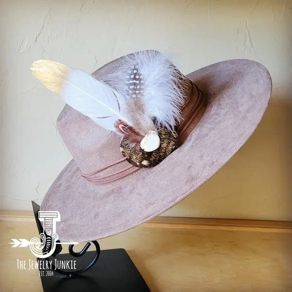 Dark Metallic Feather&Turq Slab Hatband Choice Hat - FamilyClothes