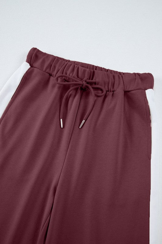 Varsity Stripe Patchwork Pullover and Pant Set - FamilyClothes