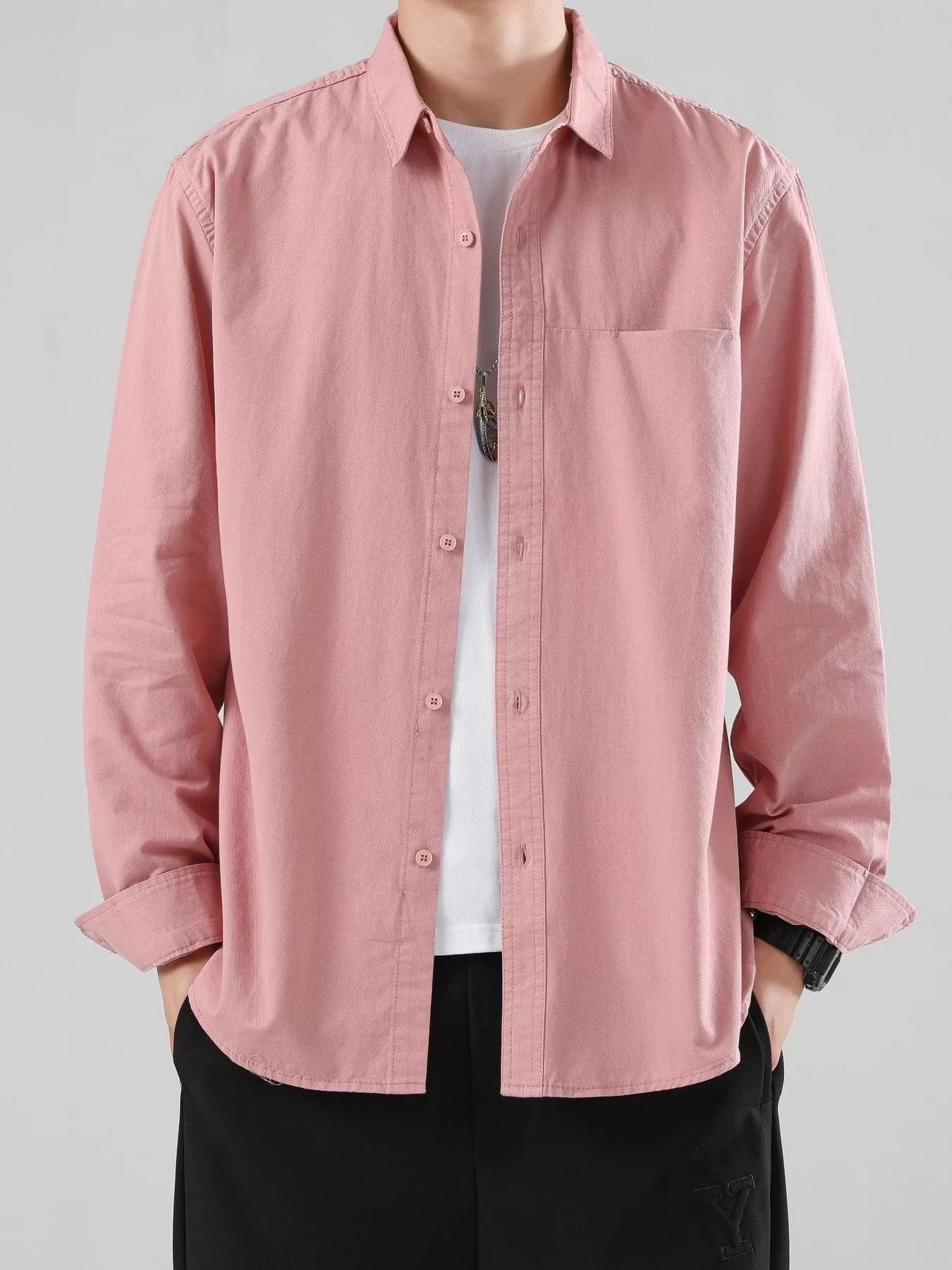 Men's Full Size Button-Up Casual Shirt Plus Size - FamilyClothes