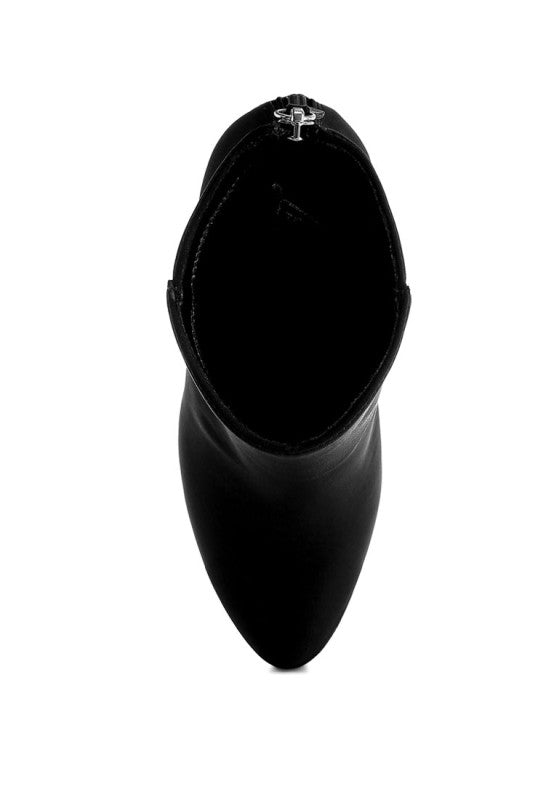 Veyara Lycra Block Heel Ankle Boots - FamilyClothes