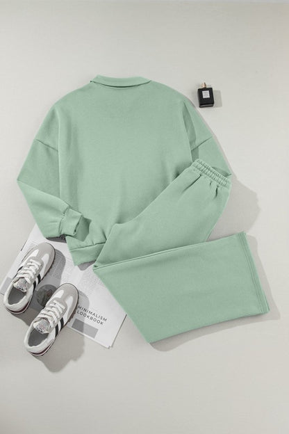 Solid Zip-Up Jacket and Drawstring Pants Set - FamilyClothes