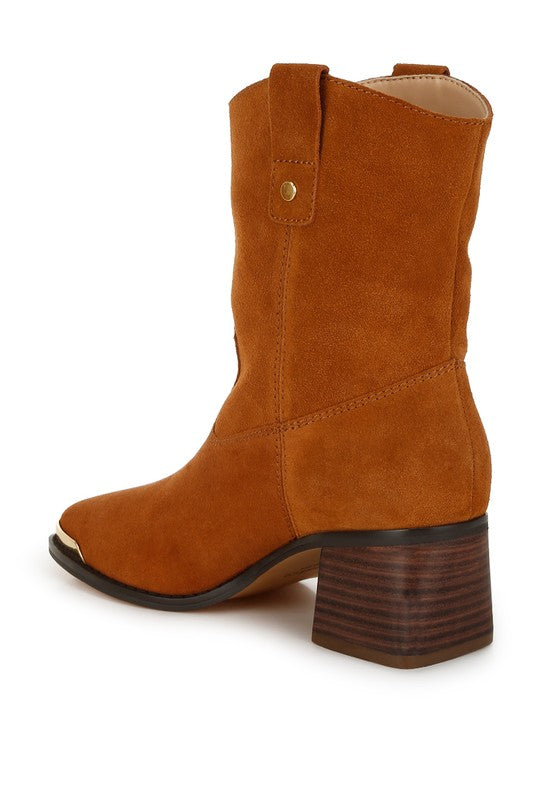 Emberly Suede Square Toe Ankle Boots - FamilyClothes