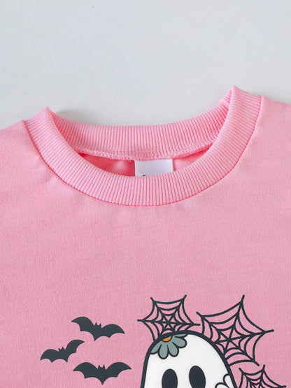 Children's Halloween Graphic Sweatshirt and Flare Pants Set - FamilyClothes