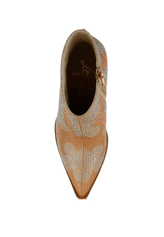 Mugler Rhinestones Embellished Ankle Boots - FamilyClothes