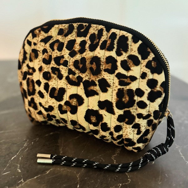 Vintage-Inspired Quilted Leopard Cosmetic Case – C - FamilyClothes