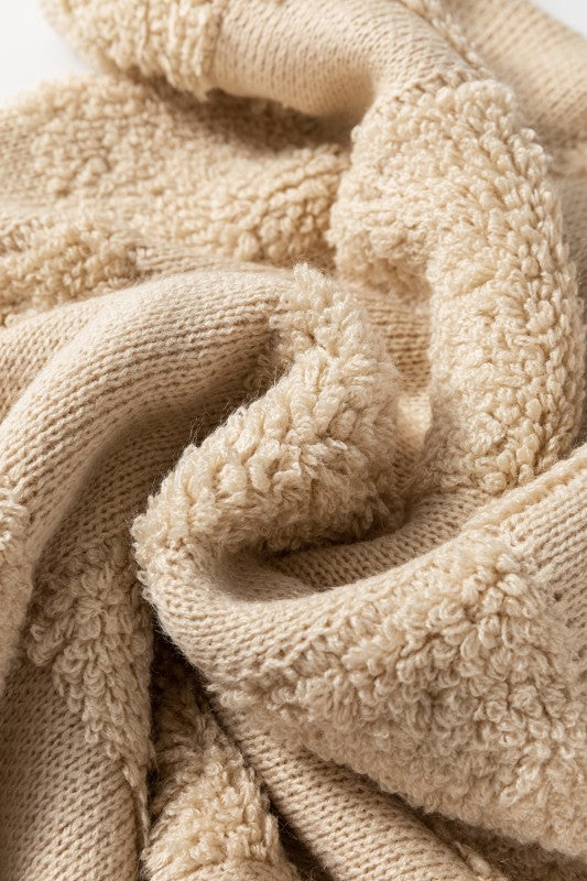 Emily Checkered Sherpa Loose Sweater - FamilyClothes