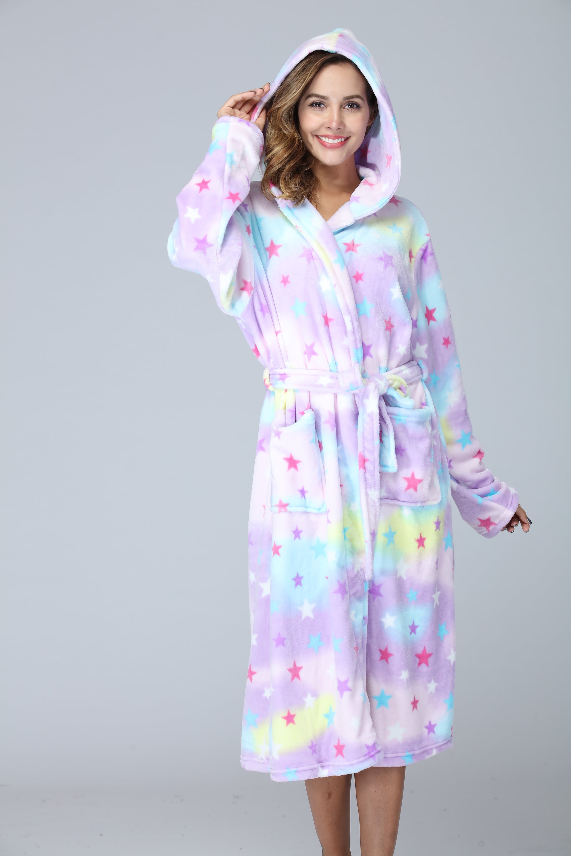 RONGTAI Fleece Bathrobe for Ladies - Cozy Long-Length Comfort - FamilyClothes