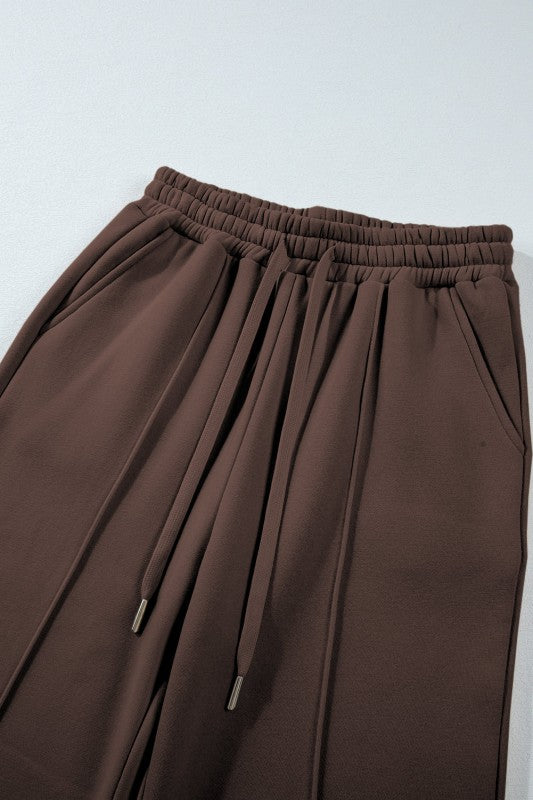 Solid Collared Sweatshirt and Pants Set - FamilyClothes