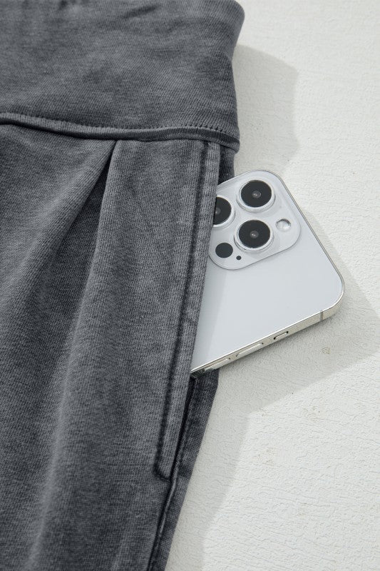 Solid Mineral Wash Jogger Style Pants - FamilyClothes