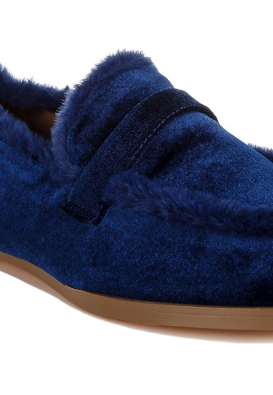 Bastian Fur Detail Velvet Loafers - FamilyClothes