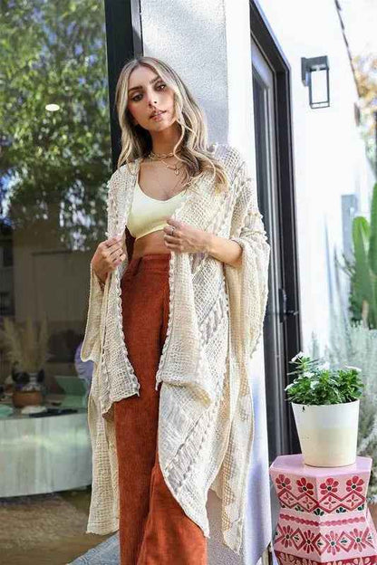 Embroidered Zig Zag Kimono for Effortless Style - FamilyClothes