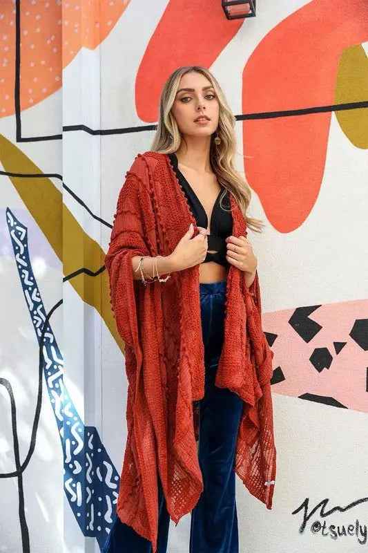 Embroidered Zig Zag Kimono for Effortless Style - FamilyClothes