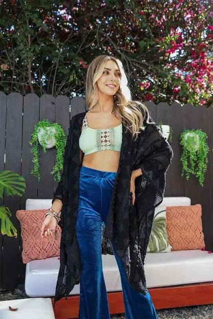 Embroidered Zig Zag Kimono for Effortless Style - FamilyClothes