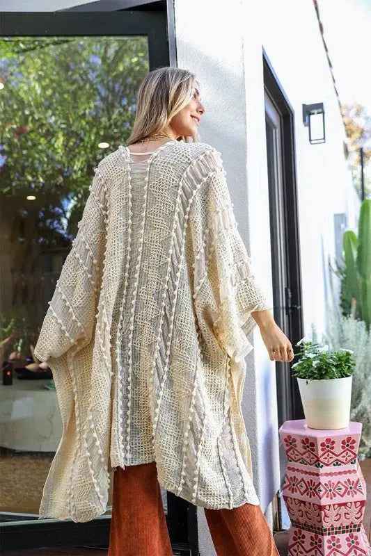 Embroidered Zig Zag Kimono for Effortless Style - FamilyClothes