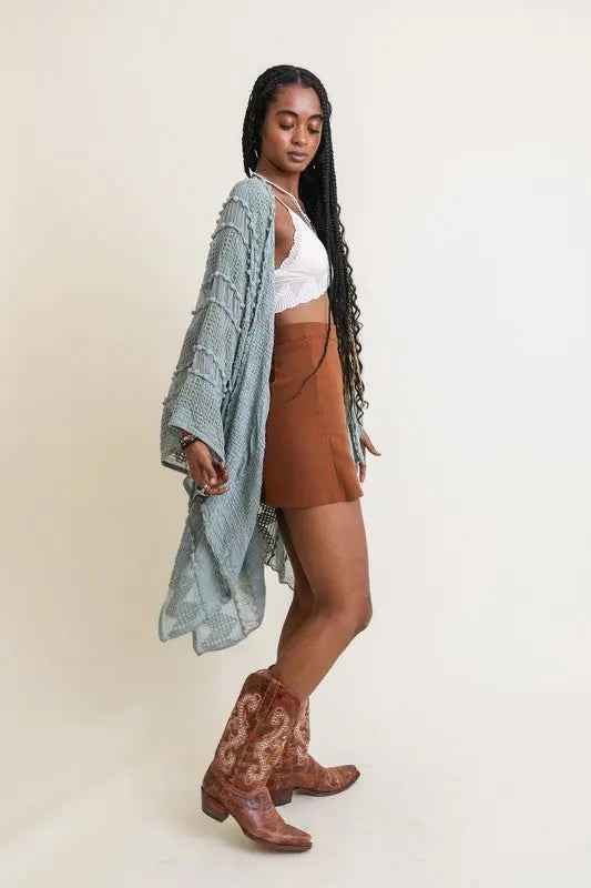 Embroidered Zig Zag Kimono for Effortless Style - FamilyClothes