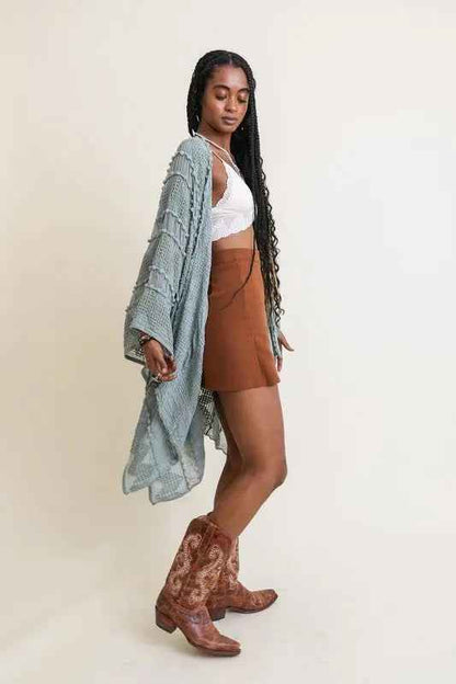 Embroidered Zig Zag Kimono for Effortless Style - FamilyClothes