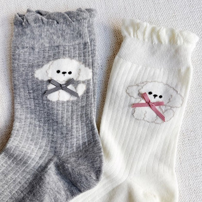 Bichon Puppy Design Socks Set Of 2 - FamilyClothes