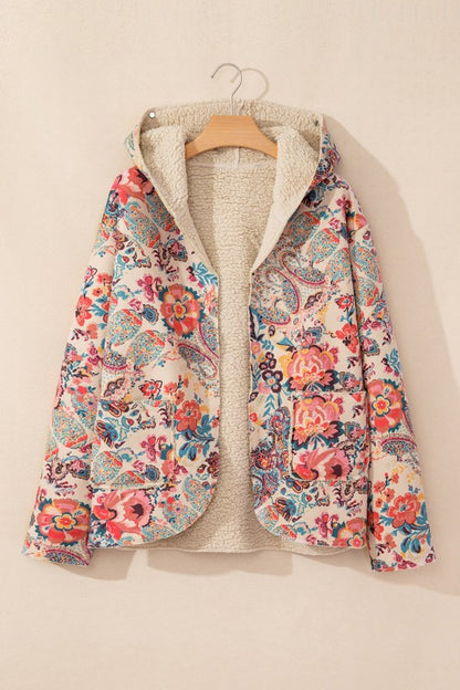 Floral Sherpa Lined Hooded Jacket - FamilyClothes