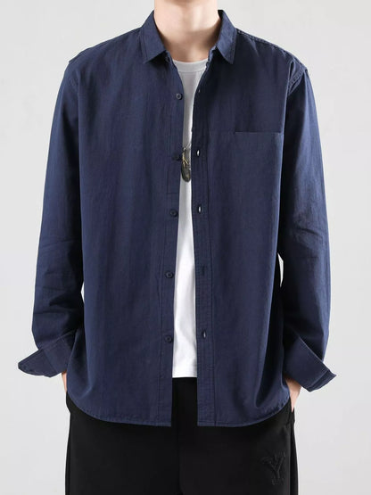 Men's Full Size Button-Up Casual Shirt Plus Size - FamilyClothes