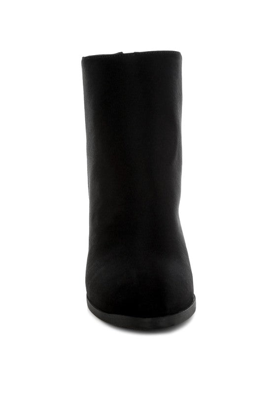 Veyara Lycra Block Heel Ankle Boots - FamilyClothes