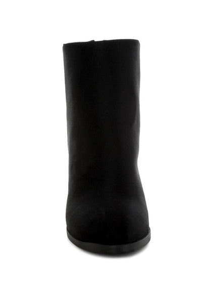 Veyara Lycra Block Heel Ankle Boots - FamilyClothes