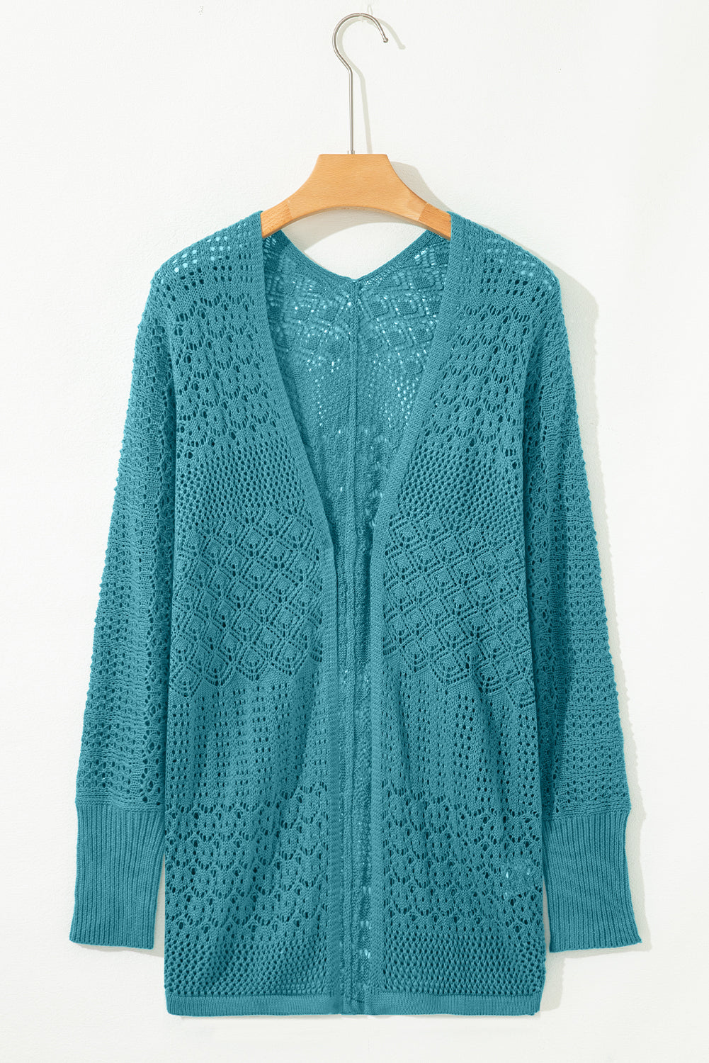 Lapis Mix Pattern Cardigan for Stylish Layering - Hollow Knit Open Front - FamilyClothes