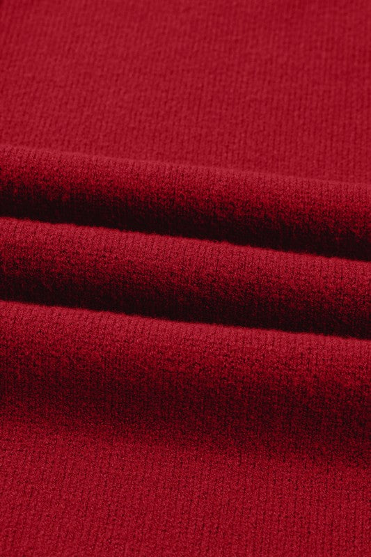 Solid Ribbed Mock Neck Sweater Dress - FamilyClothes