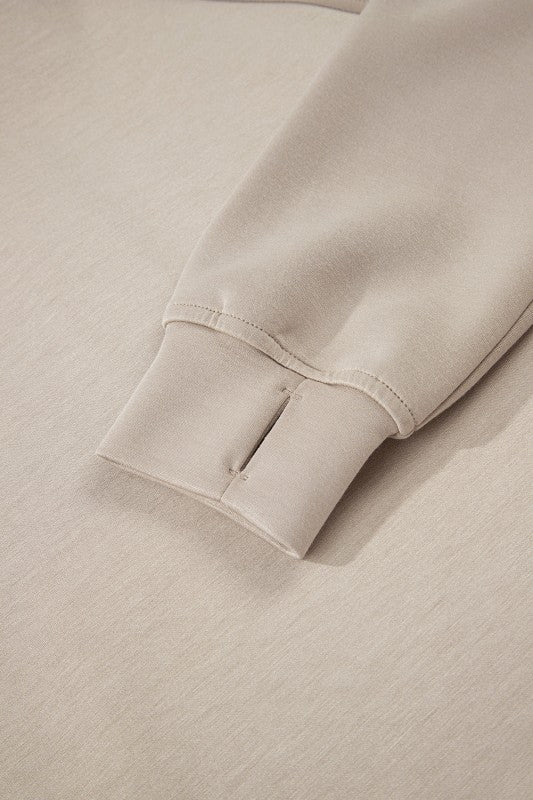 Solid Half-Zip Hoodie and Pants Set - FamilyClothes