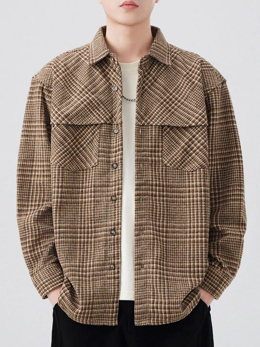Men's Plus Size Plaid Button Up Long Sleeve Shirt - FamilyClothes