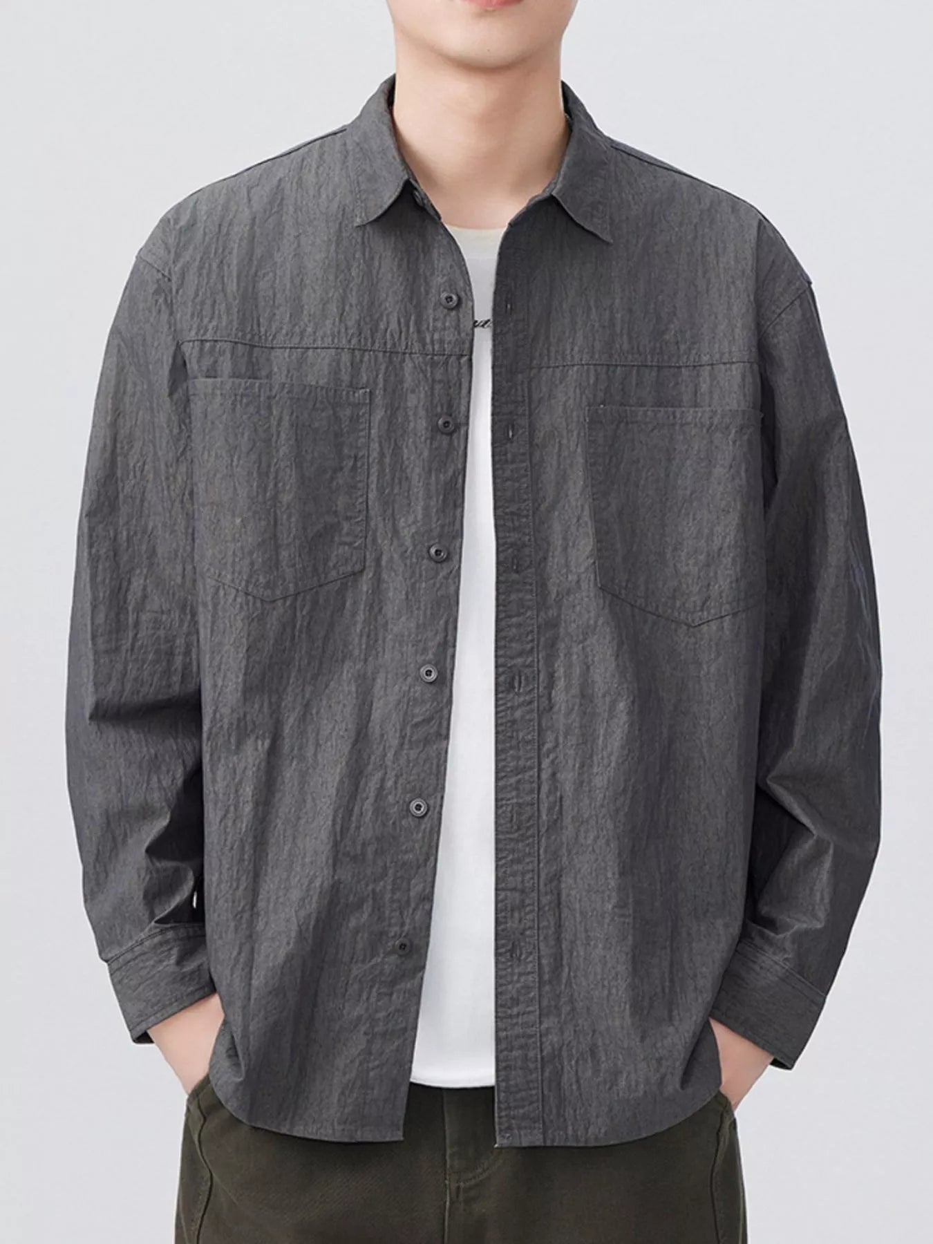 Men's Plus Size Button Up Long Sleeve Shirt - FamilyClothes
