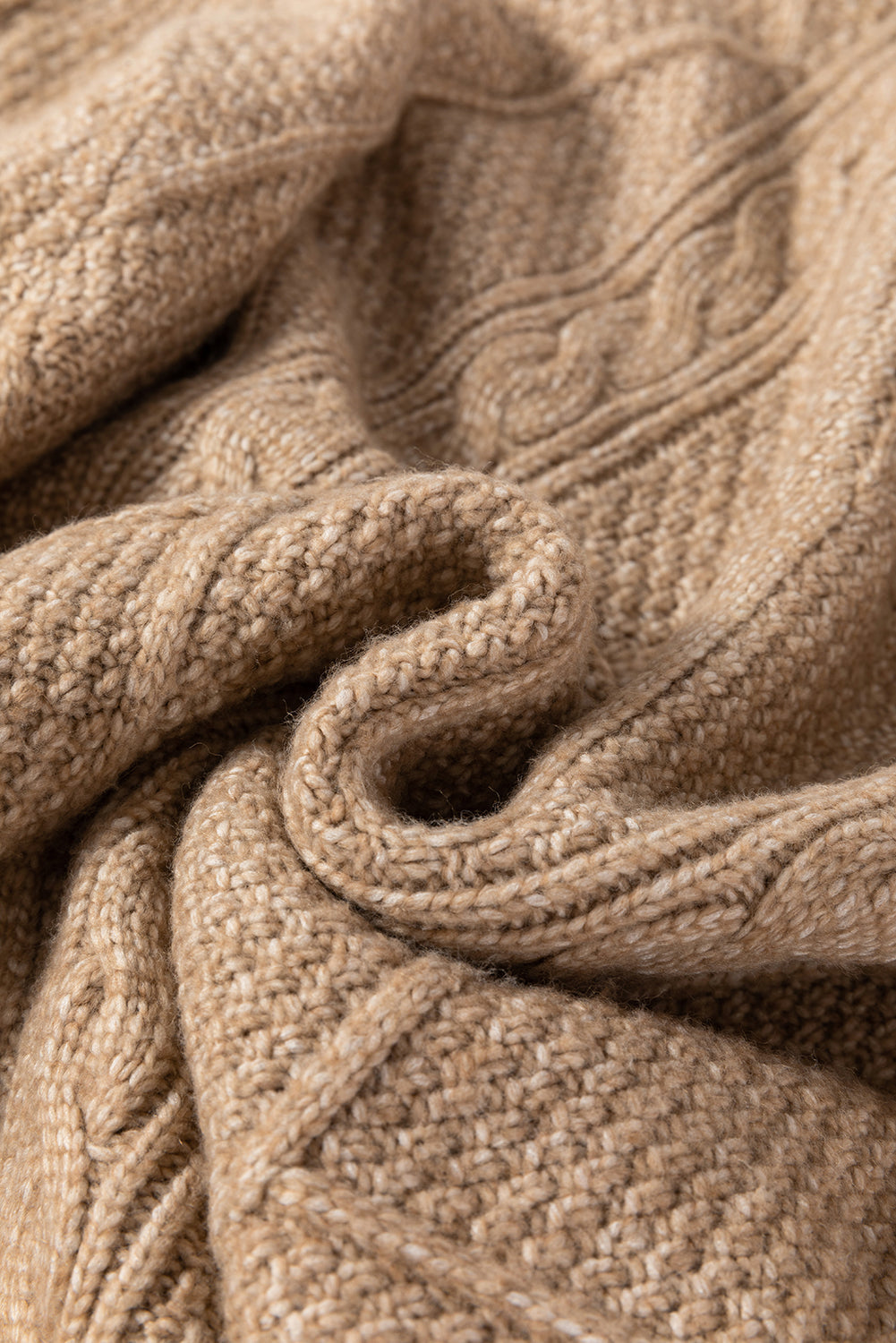 Coffee Knit Sweater Dress - Cable Knit Drop Shoulder Loose Fit Design - FamilyClothes