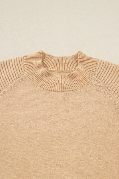 Solid High Neck Sweater and Pleated Mini Skirt Set - FamilyClothes