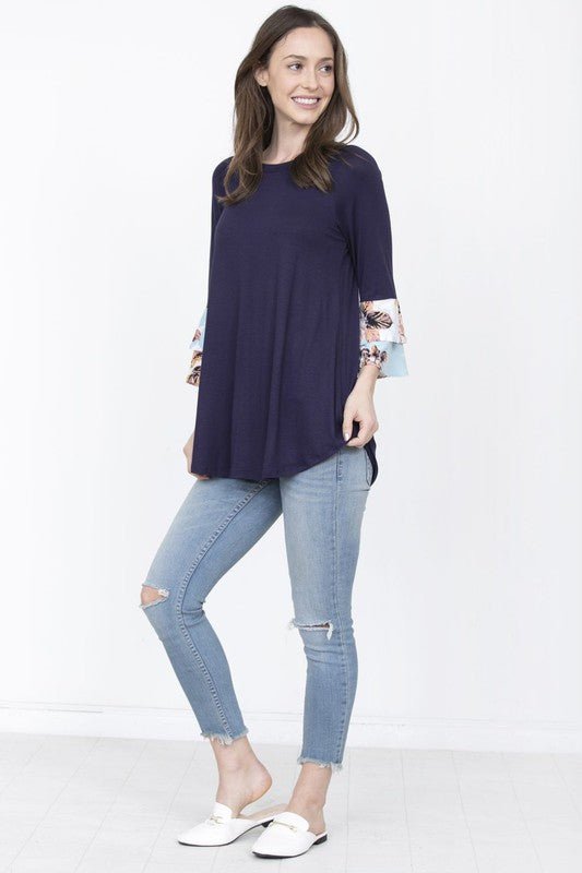 Floral Double Ruffle Tunic - FamilyClothes