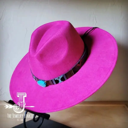 Magenta Navajo Turq Slab Leather Band Choice Hat - FamilyClothes