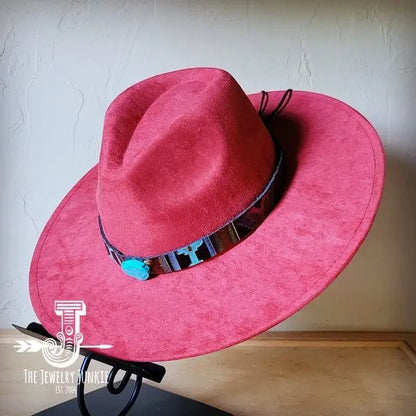 Magenta Navajo Turq Slab Leather Band Choice Hat - FamilyClothes
