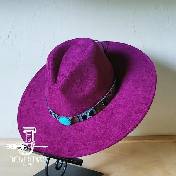 Magenta Navajo Turq Slab Leather Band Choice Hat - FamilyClothes