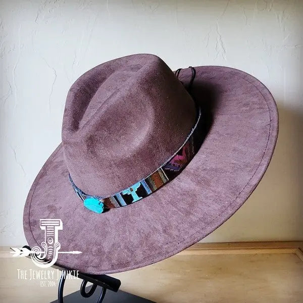 Magenta Navajo Turq Slab Leather Band Choice Hat - FamilyClothes