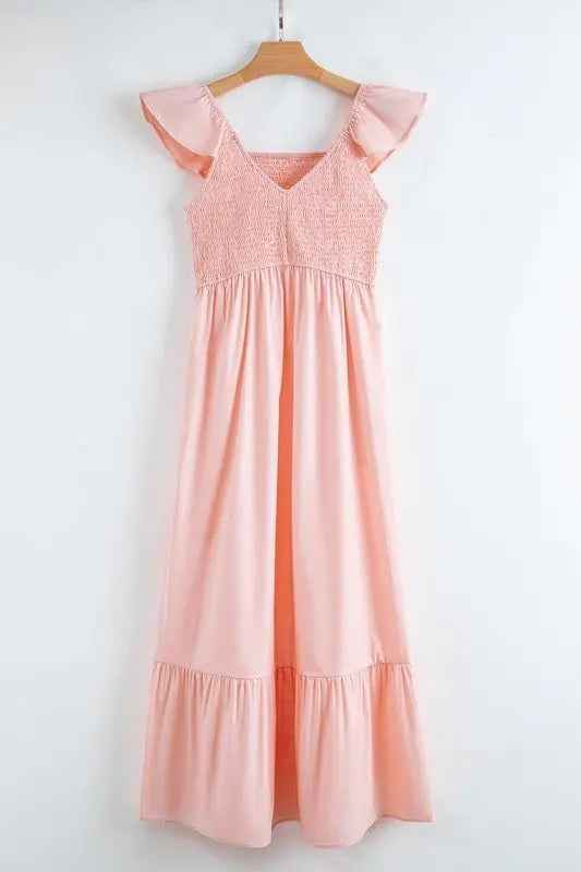 peach smocked maxi dress - FamilyClothes