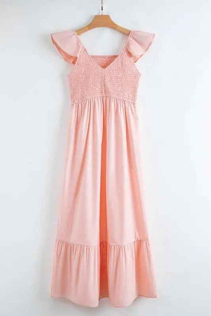 peach smocked maxi dress - FamilyClothes