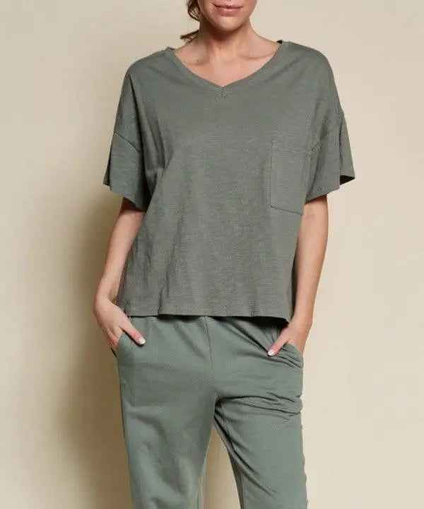 POCKET OVERSIZE V NECK - FamilyClothes
