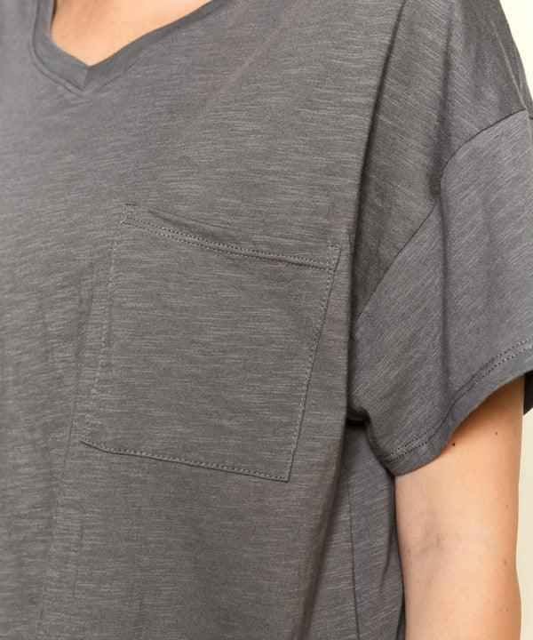 POCKET OVERSIZE V NECK - FamilyClothes