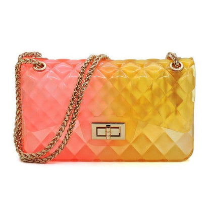 Quilt Embossed Multi Color Jelly Shoulder Bag - FamilyClothes