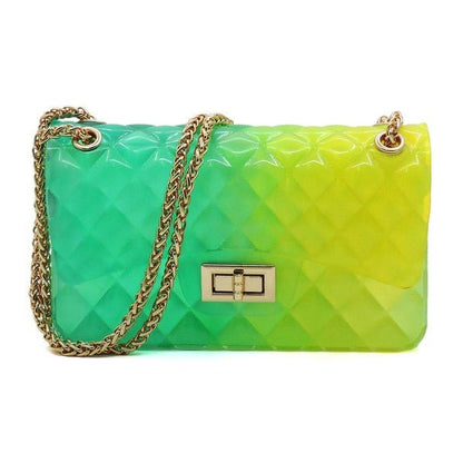 Quilt Embossed Multi Color Jelly Shoulder Bag - FamilyClothes