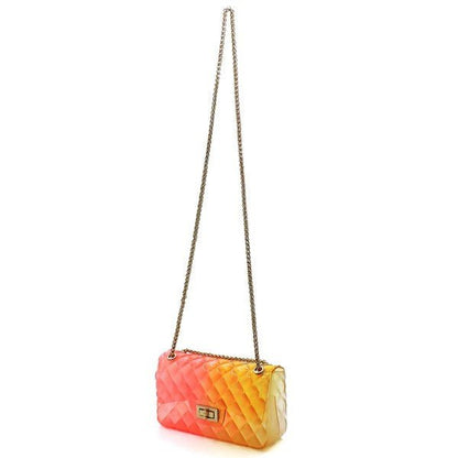 Quilt Embossed Multi Color Jelly Shoulder Bag - FamilyClothes
