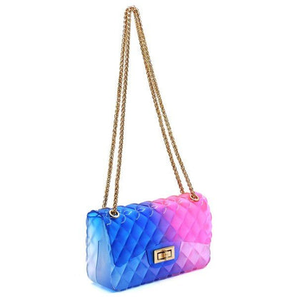 Quilt Embossed Multi Color Jelly Shoulder Bag - FamilyClothes