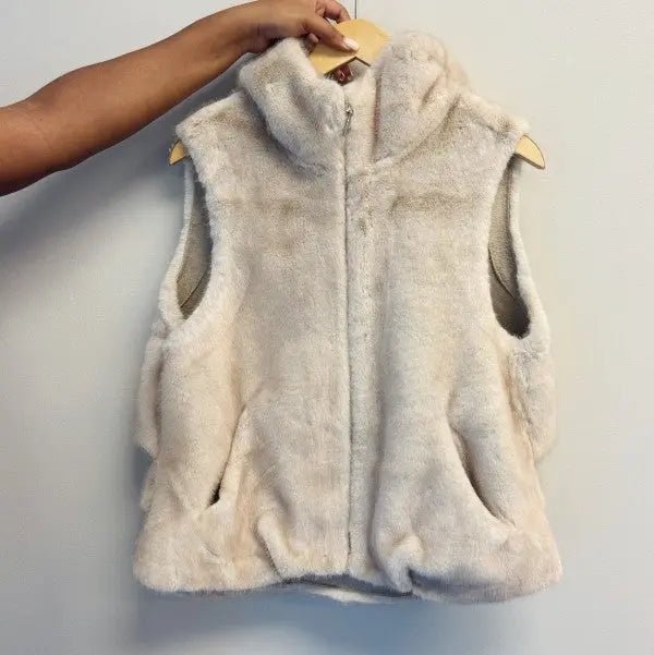 Real Feel Faux Mink Hooded Vest - FamilyClothes
